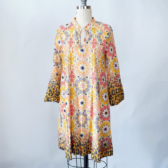 ivy jane Dresses & Skirts - Ivy Jane Ditzy Floral Tunic Yellow Orange XS Flower Child Hippie Bohemian Retro